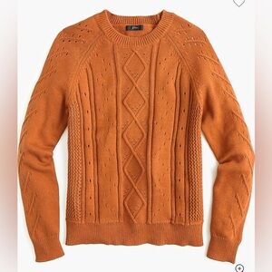 J. Crew 100% Cotton Crewneck Pointelle Sweater in Adobe Burnt Orange XS XXS